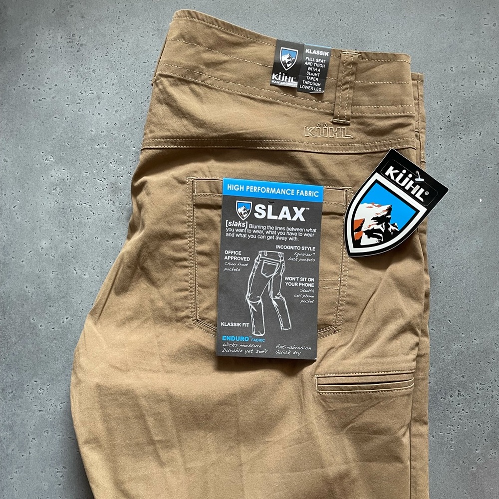 NWT: Kuhl Klassik fit Dark Kaki Slax 38x30